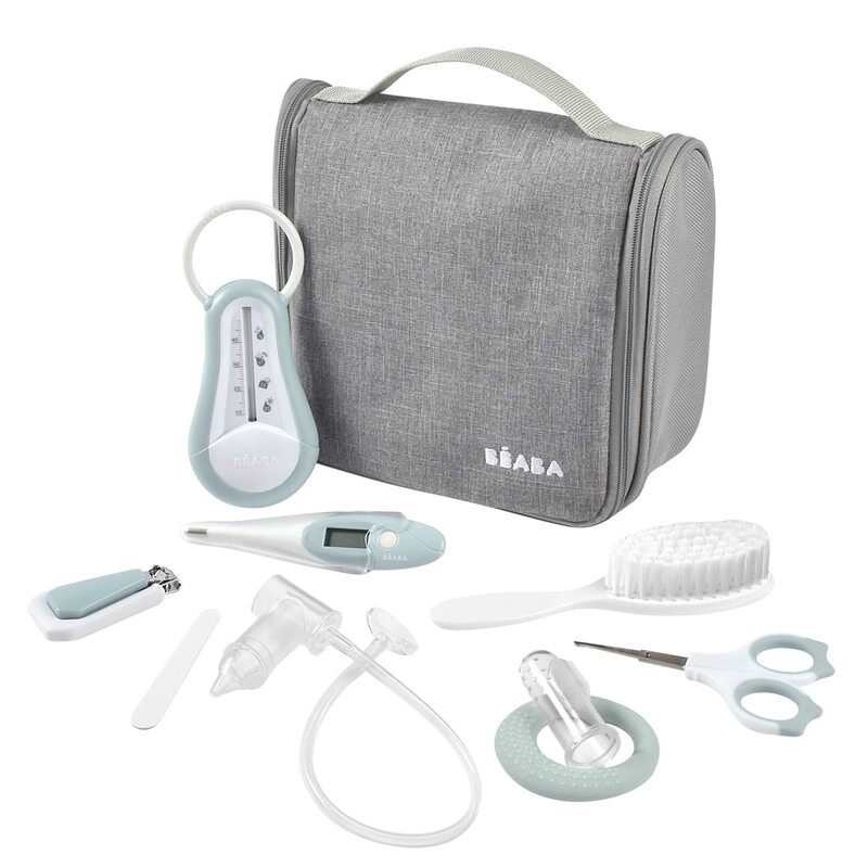 Trousse de toilette nomade 9 accessoires vert bleu Beaba