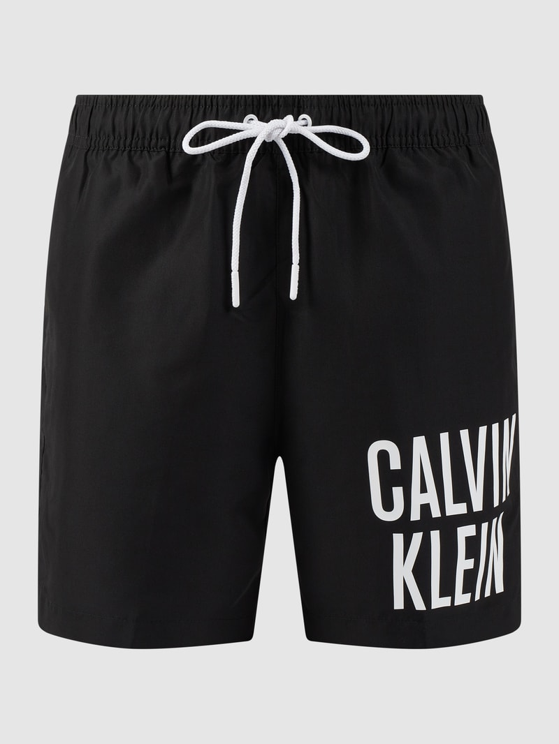 Badehose mit Label-Print in schwarz