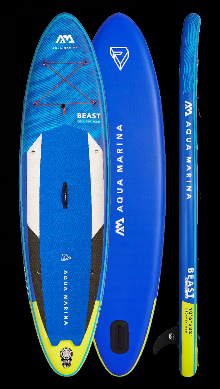 PureHaven Aqua Marina SUP Board 320x81cm mit Reißverschlussrucksack Double Action-Pumpe LIQUID AIR V1 Paddel Einschub-Mittelfinne Sicherheitsleine Blau