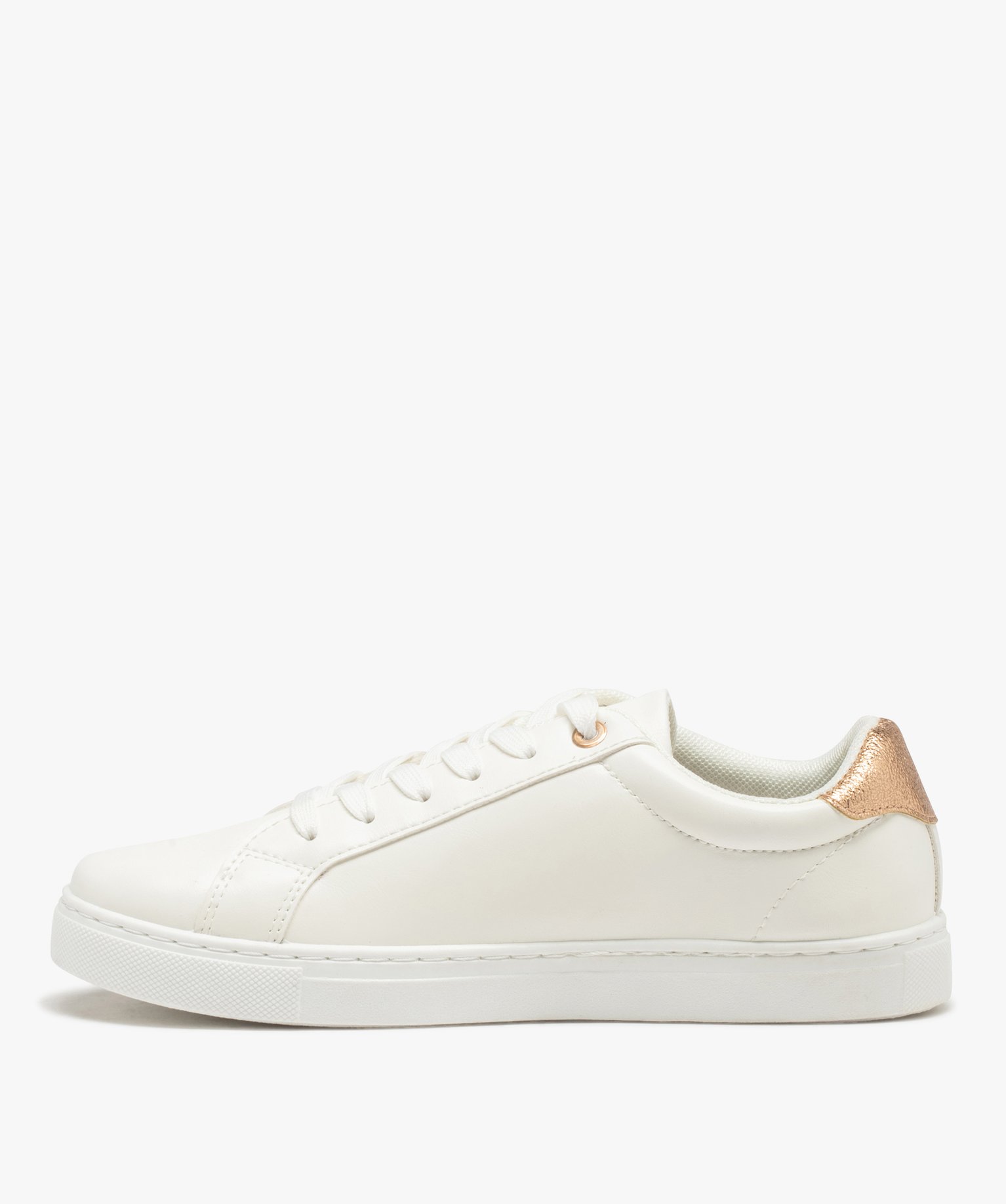 Baskets à lacets avec patch pailleté et motif étoile femme blanc | GEMO