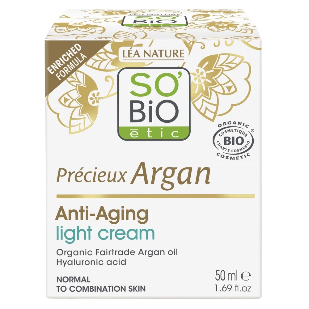 LÉA NATURE SO BiO étic Crème légère Anti-Âge jour, Précieux Argan Crème visage