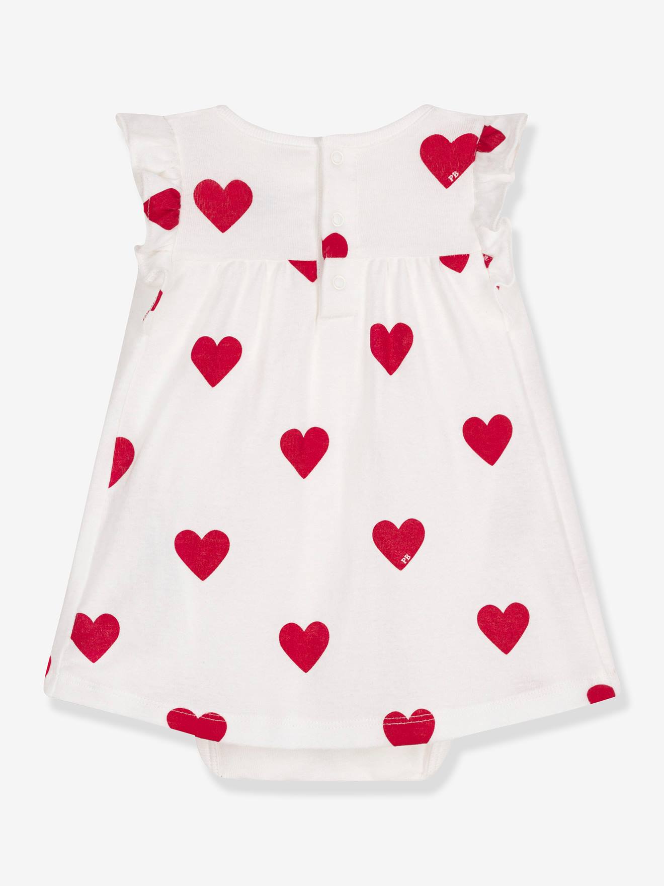 Petit Bateau Mädchen Bodykleid PETIT BATEAU, Herzen - weiß