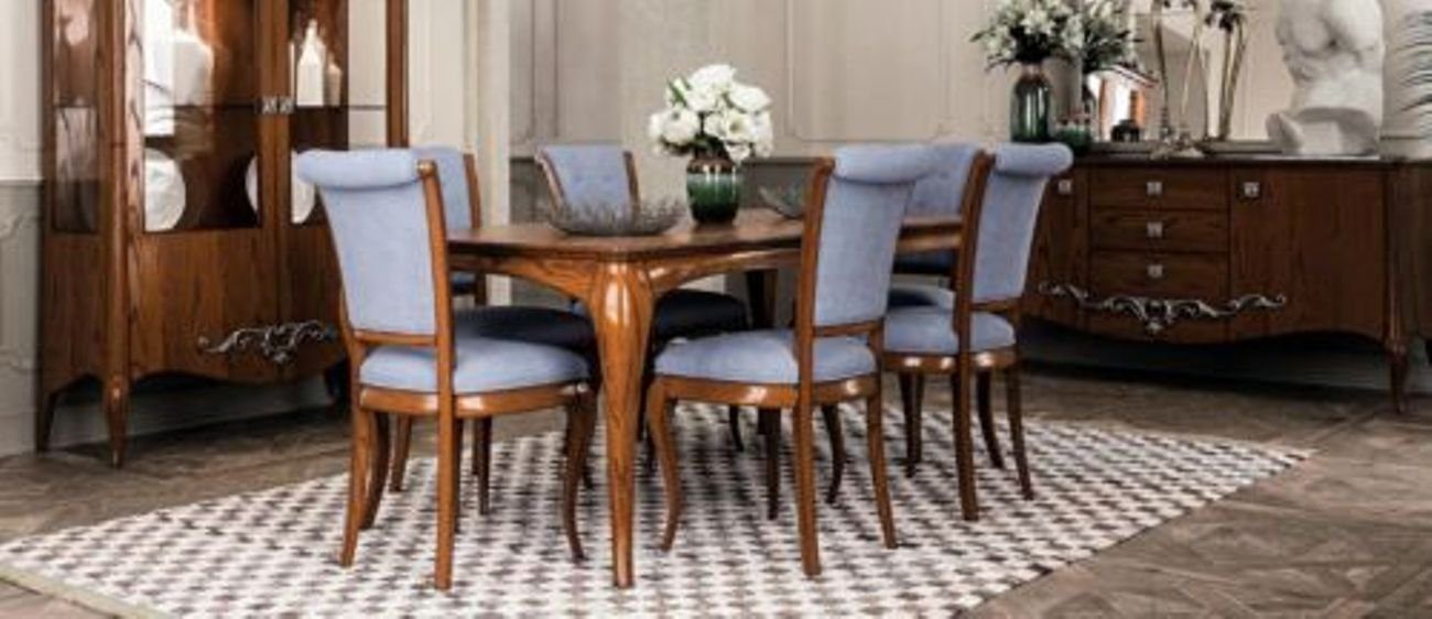JVmoebel Esszimmer-Set, Möbel Einrichtung Gruppe Tisch + 6 Stuhl Set 7tlg. Esstisch Garnitur