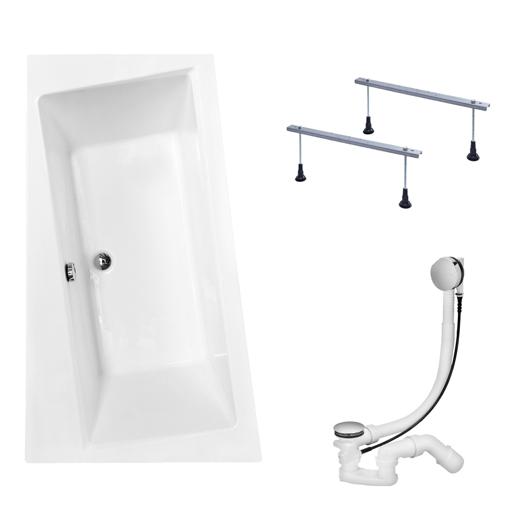 KOLMAN Badewanne Eckbadewanne Infinity 150x90, (Links/Rechts), Acrylschürze Styroporverkleidung, Ablauf VIEGA & Füße GRATIS