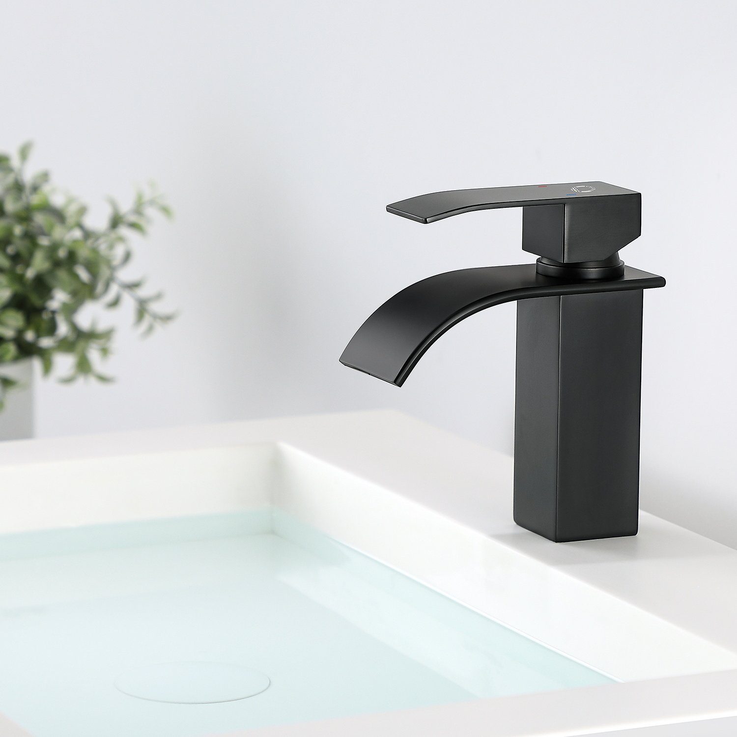 CECIPA Waschtischarmatur Waschtischarmatur - Wasserhahn Bad - Armatur Einhebelmischer-Schwarz