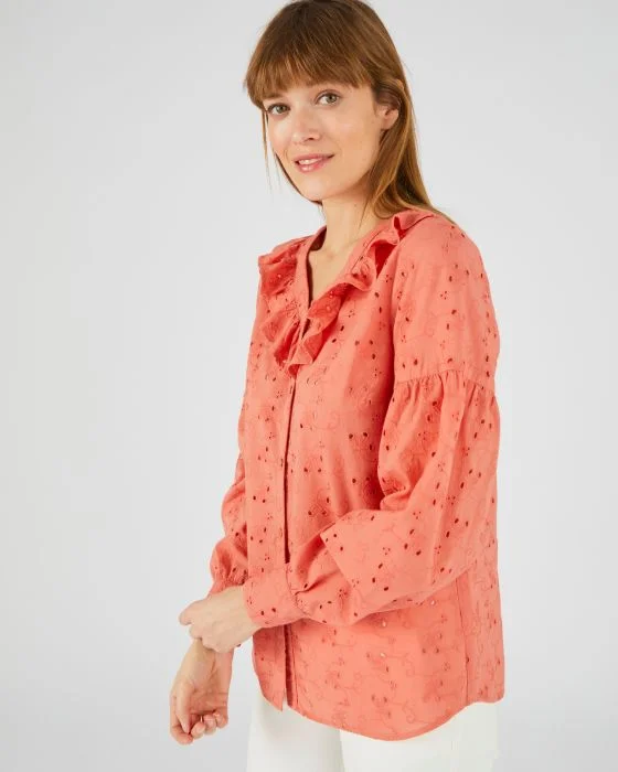 Chemisier à volants broderie anglaise