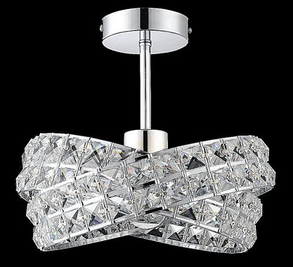 Lewima Deckenleuchte Sermo, Design Glas Kristall Deckenlampe Chrom Lampe Modern Ø30cm 1xE27, für LED wechselbar Lichtfarbe und Stärke beliebig, Leuchte Lüster Glitzernd klein