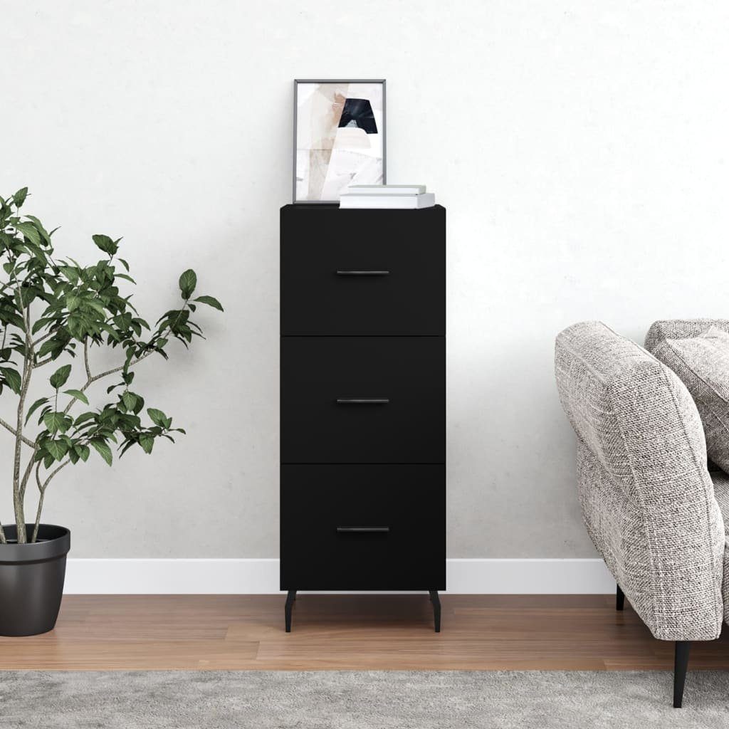 vidaXL Sideboard Sideboard Schwarz 34,5x34x90 cm Holzwerkstoff (1 St)