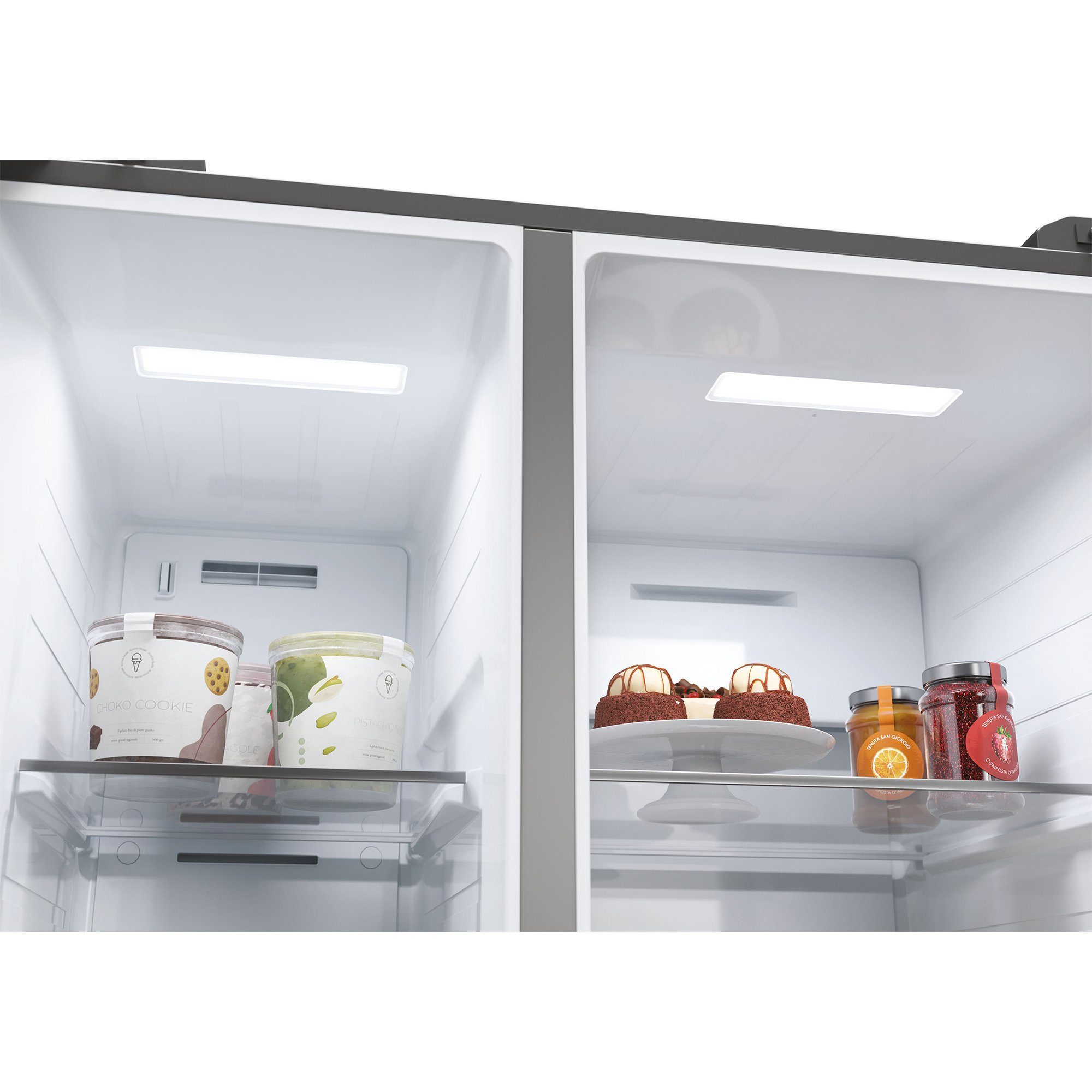 Haier Side-by-Side Front aus Edelstahl HSW59F18EIMM, 177,5 cm hoch, 90,5 cm breit, Wasser-/ Eiswürfeldispenser, Smart hON App-WIFI connected, No Frost