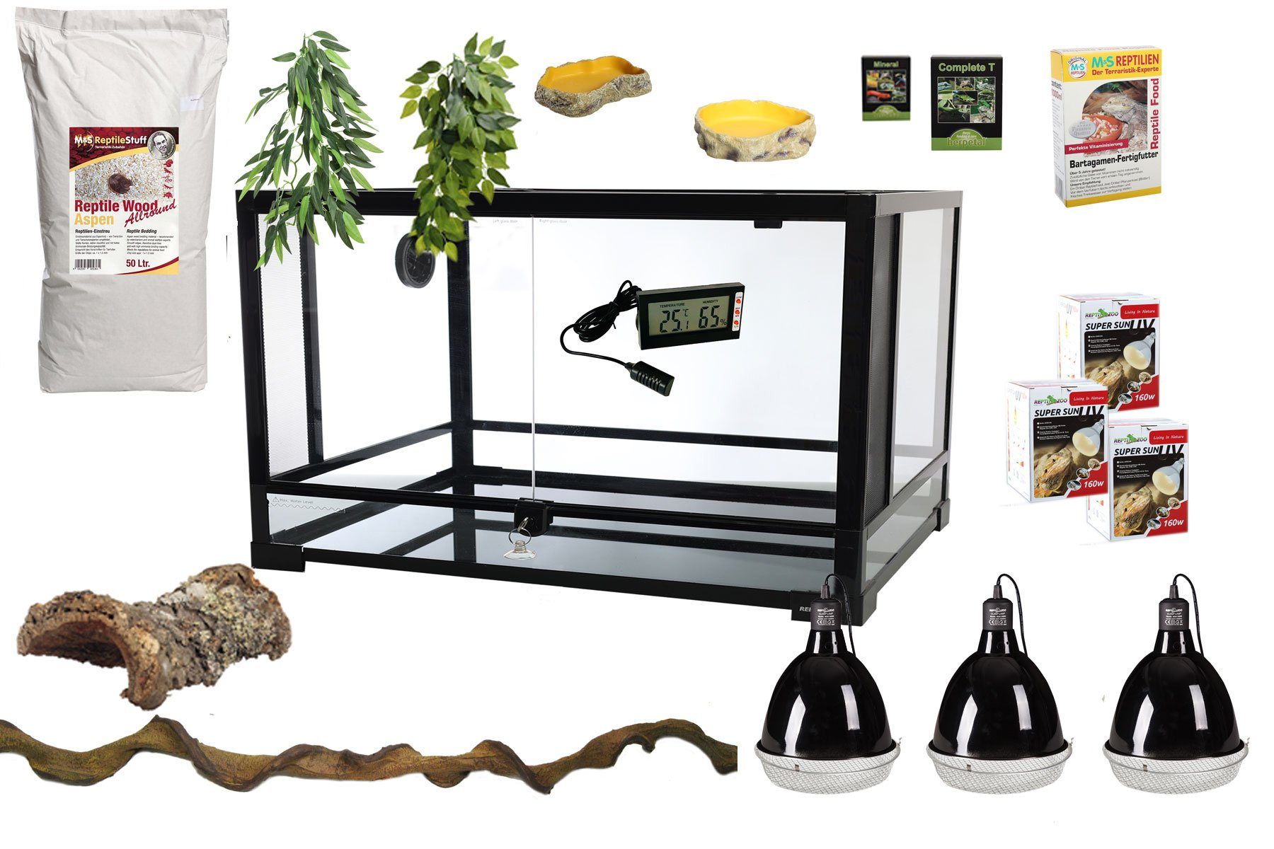 M&S Reptilien Terrarium Komplettset: Für Leguane (182x61x91cm)