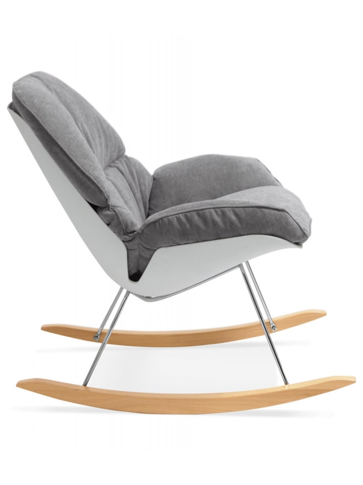 KADIMA DESIGN Schaukelstuhl aus Holz und Metall | Lounge Stuhl mit Stoffbezug günstig kaufen onesize