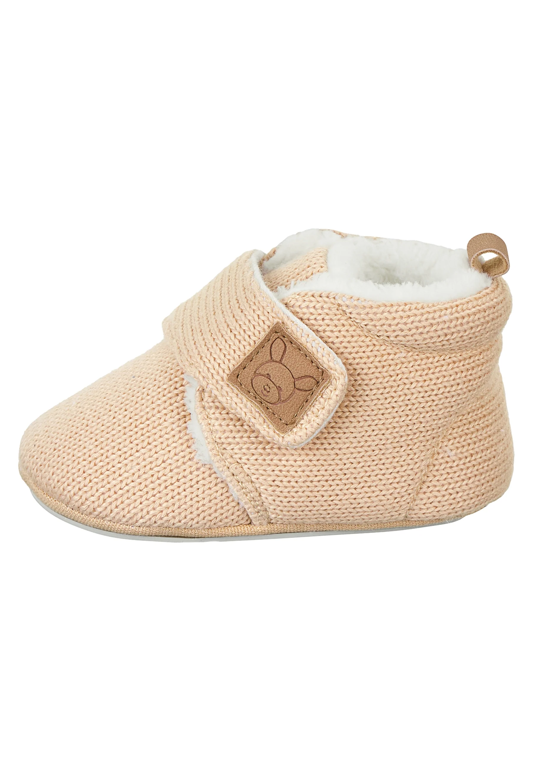 Babykrabbelschuhe aus Strick mit Klettverschluss