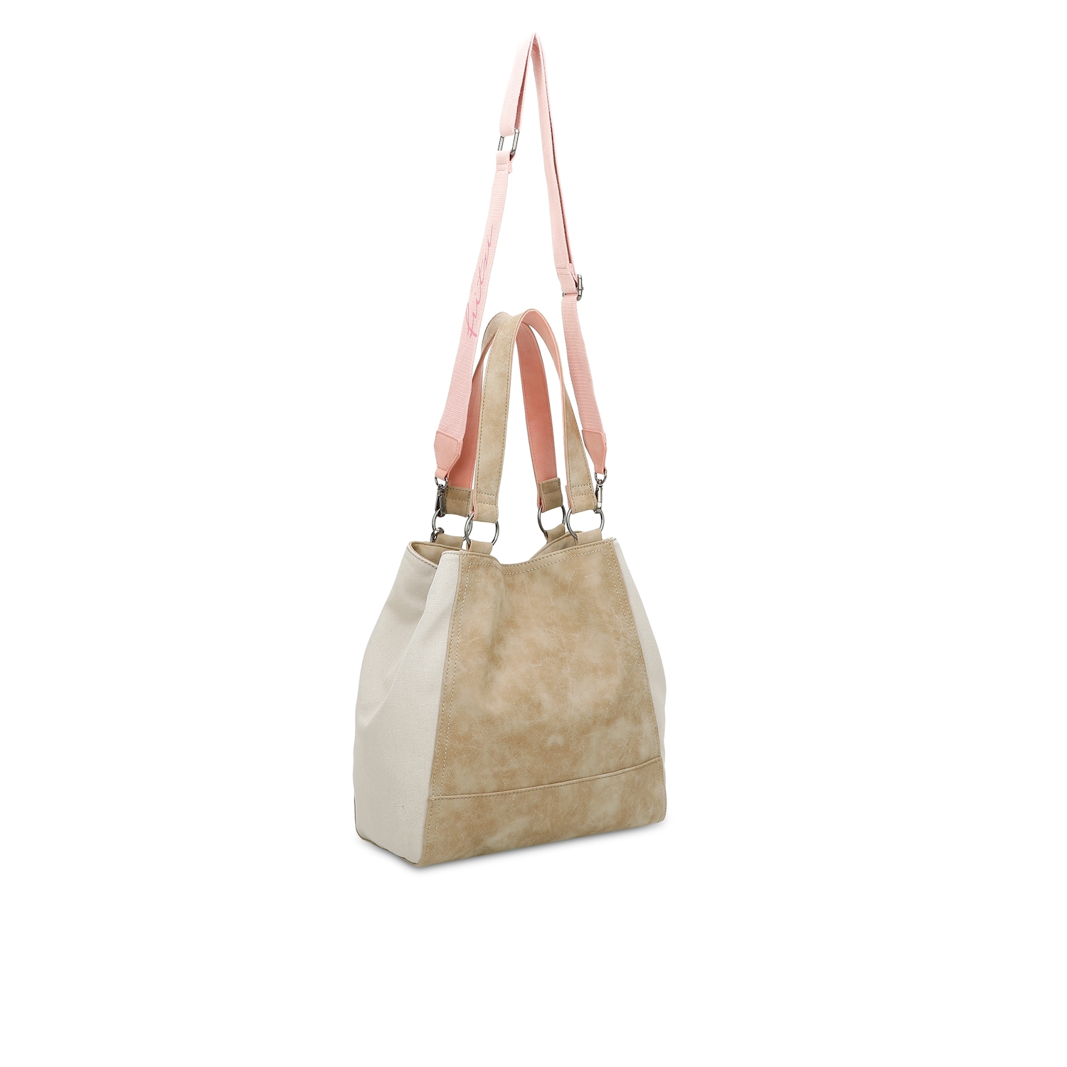 Schultertasche Joy01 mit rauem Canvas-Materialmix