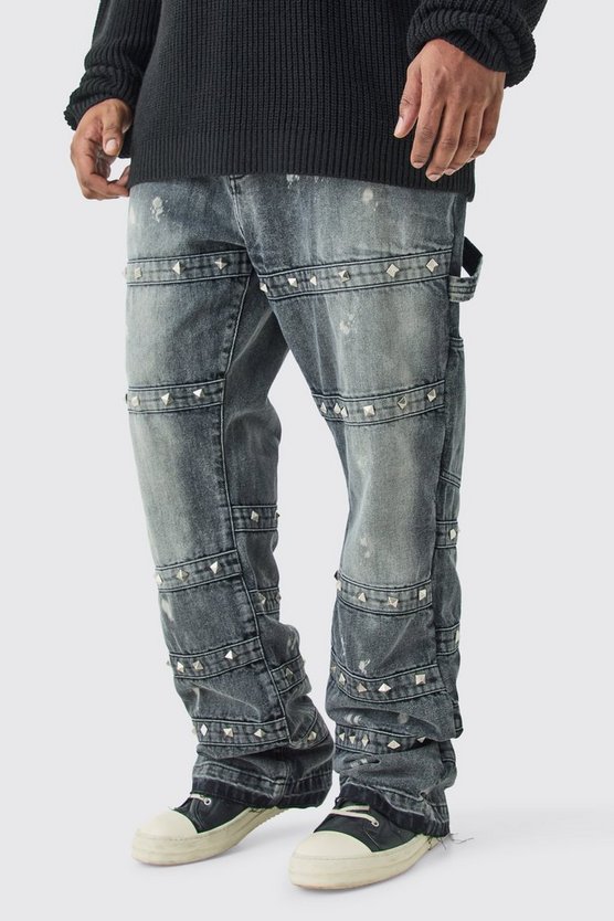 Plus Slim-Fit Schlagjeans mit verziertem Riemchen-Detail