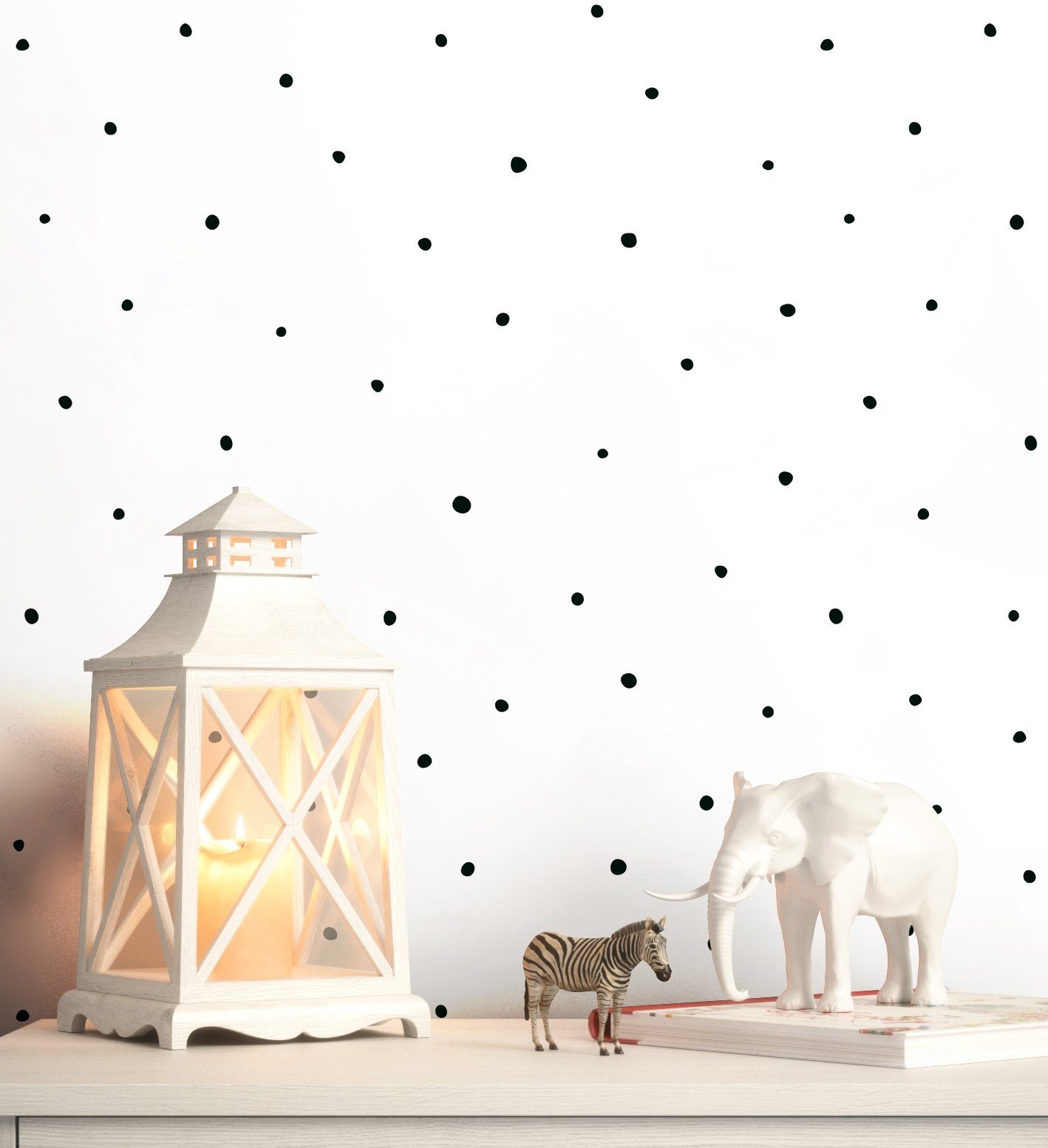 Newroom Vliestapete, Weiß Tapete Kinder Punkte - Kinderzimmertapete Punktetapete Schwarz Grafisch Geometrisch Gepunktet Pünktchen für Kinderzimmer Jugendzimmer Babyzimmer
