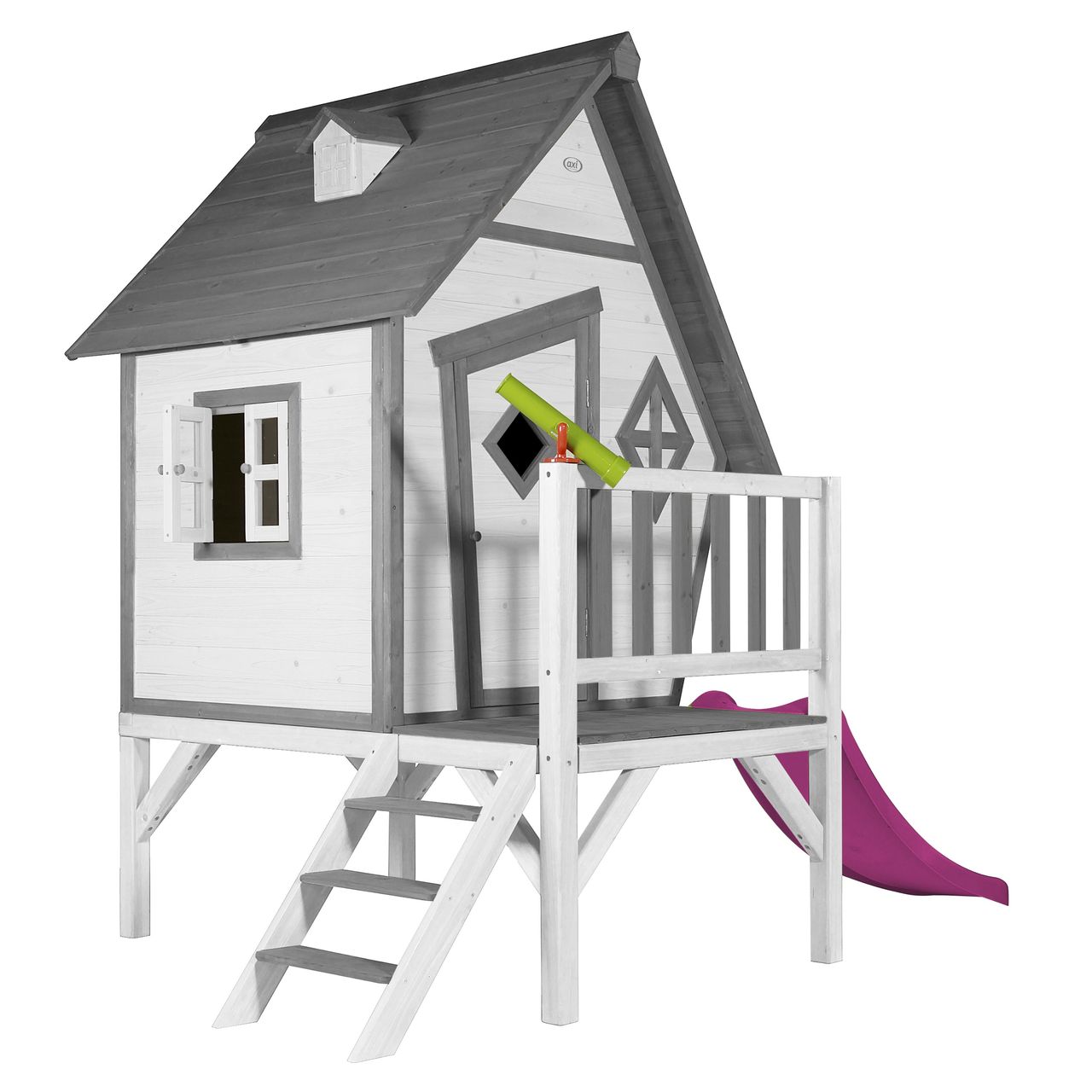 AXI Cabin XL Spielhaus Grau/weiß - Lila Rutsche