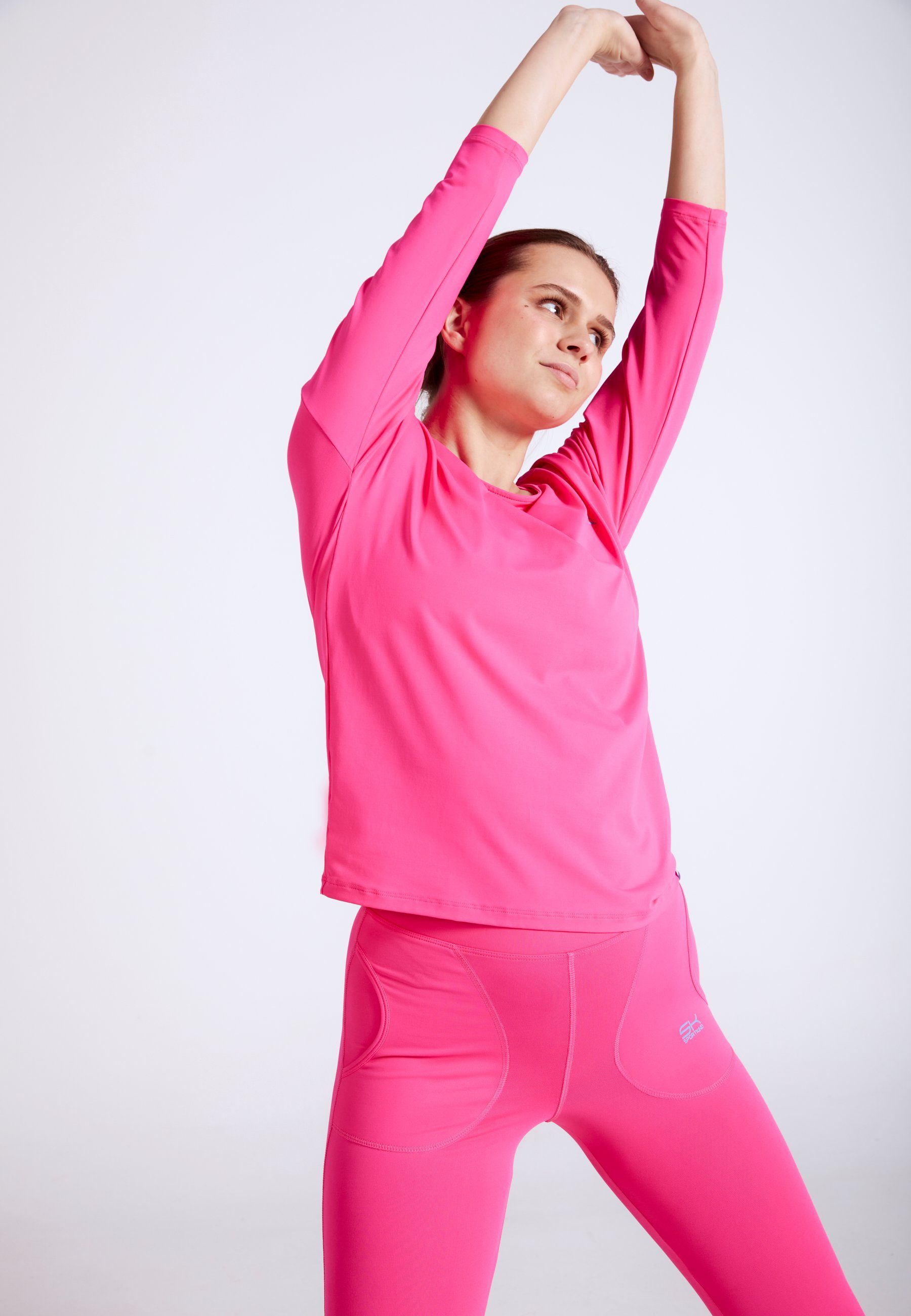 SPORTKIND Funktionsshirt Tennis 3/4 Loose Fit Shirt Mädchen & Damen hibiscus pink