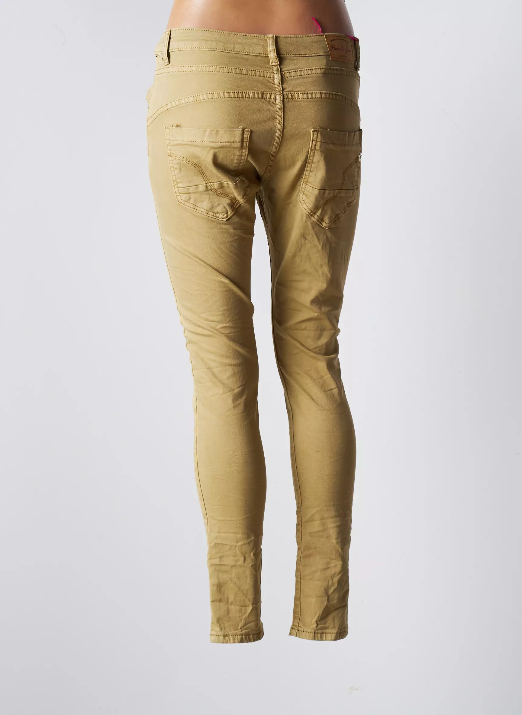 Place Du Jour Pantalons Slim Femme couleur beige