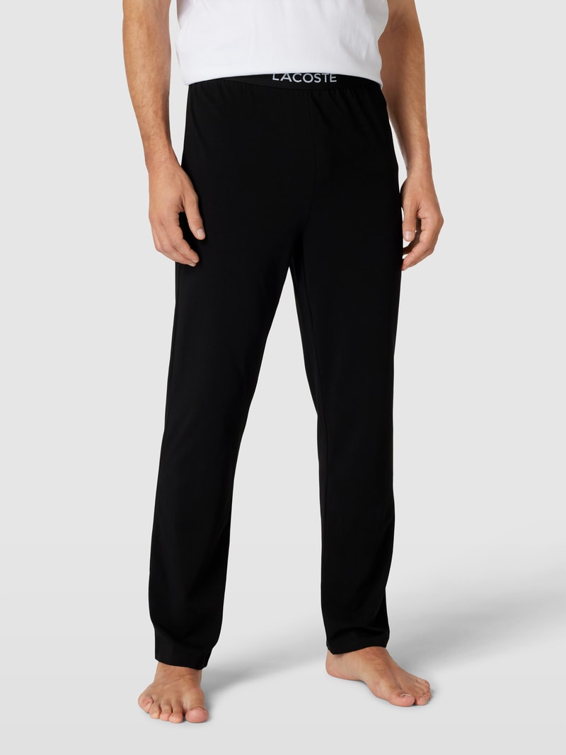 Pyjama-Hose mit elastischem Logo-Bund in schwarz