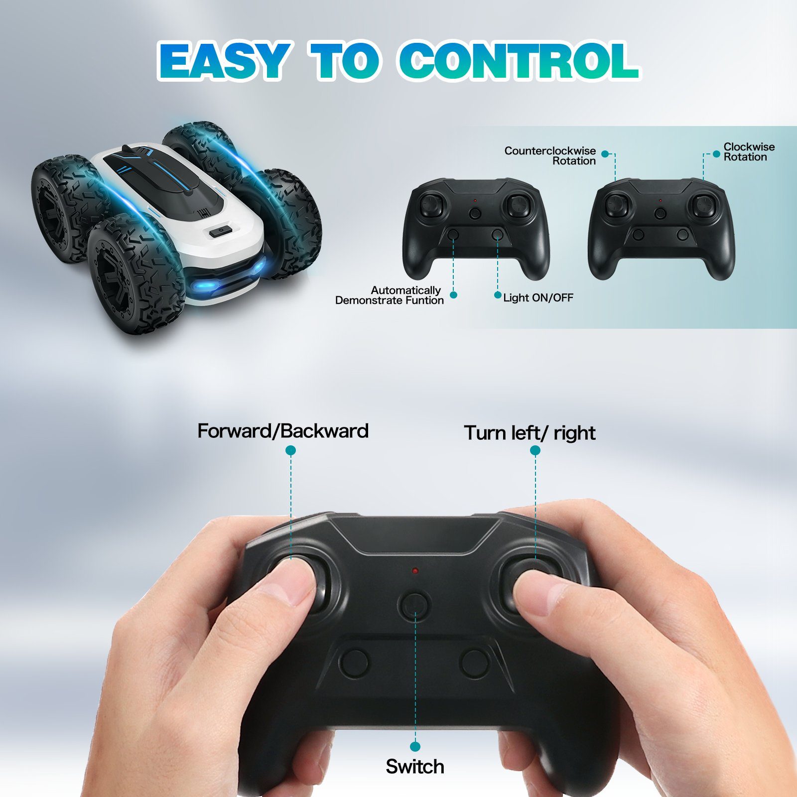 Eachine RC-Auto EC07/EC10 (Mini RC Auto Stunt Auto RC-Spielzeug), Einzigartige Gummimischung welche Gripp in jedem Gelände ermöglicht