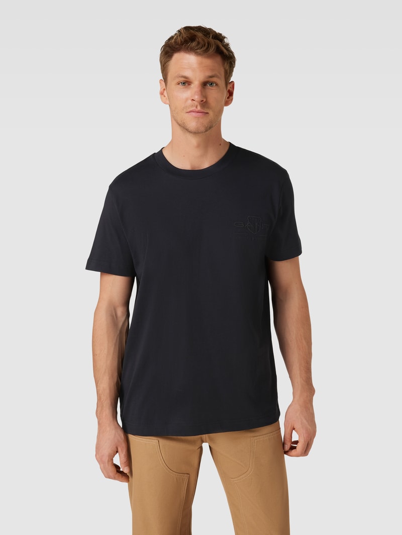 T-Shirt aus Baumwolle mit Label-Detail in schwarz