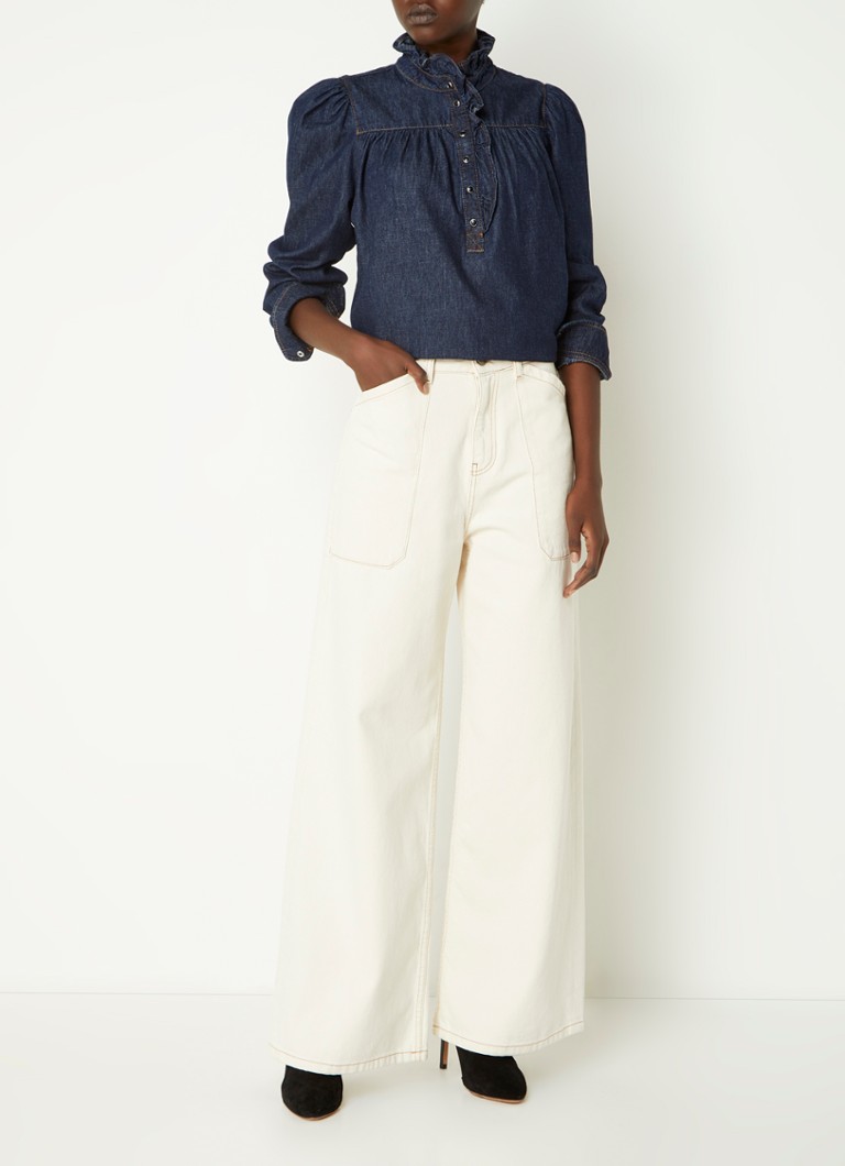 ba&sh Milac chambray tunic with ruffle collar