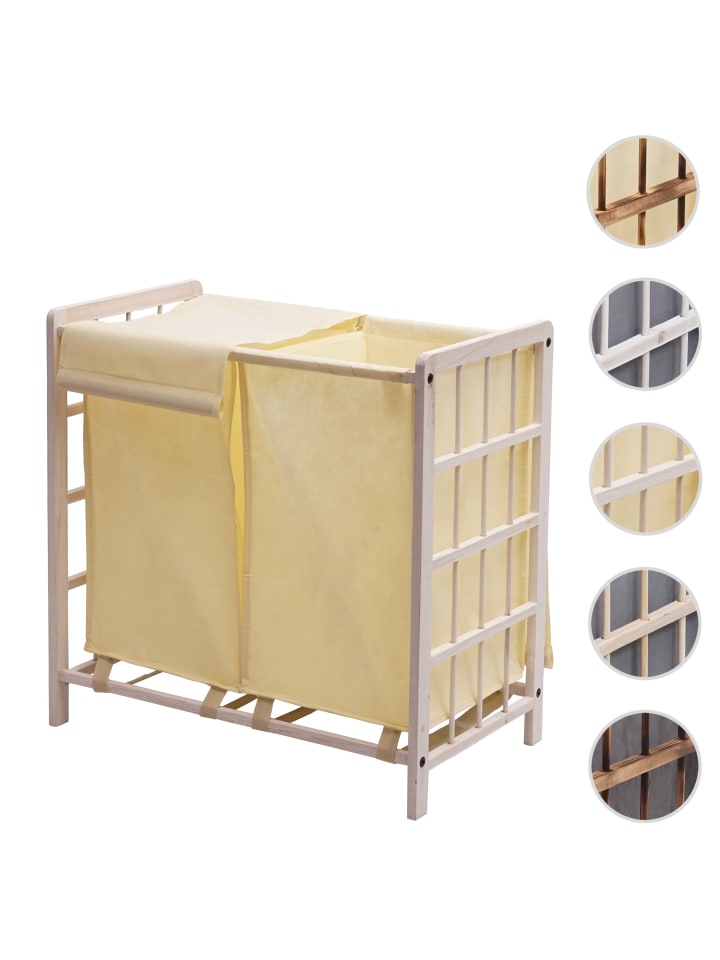 MCW Wäschesammler B60 mit 2x Wäschesack, Shabby weiß, Bezug creme günstig kaufen onesize