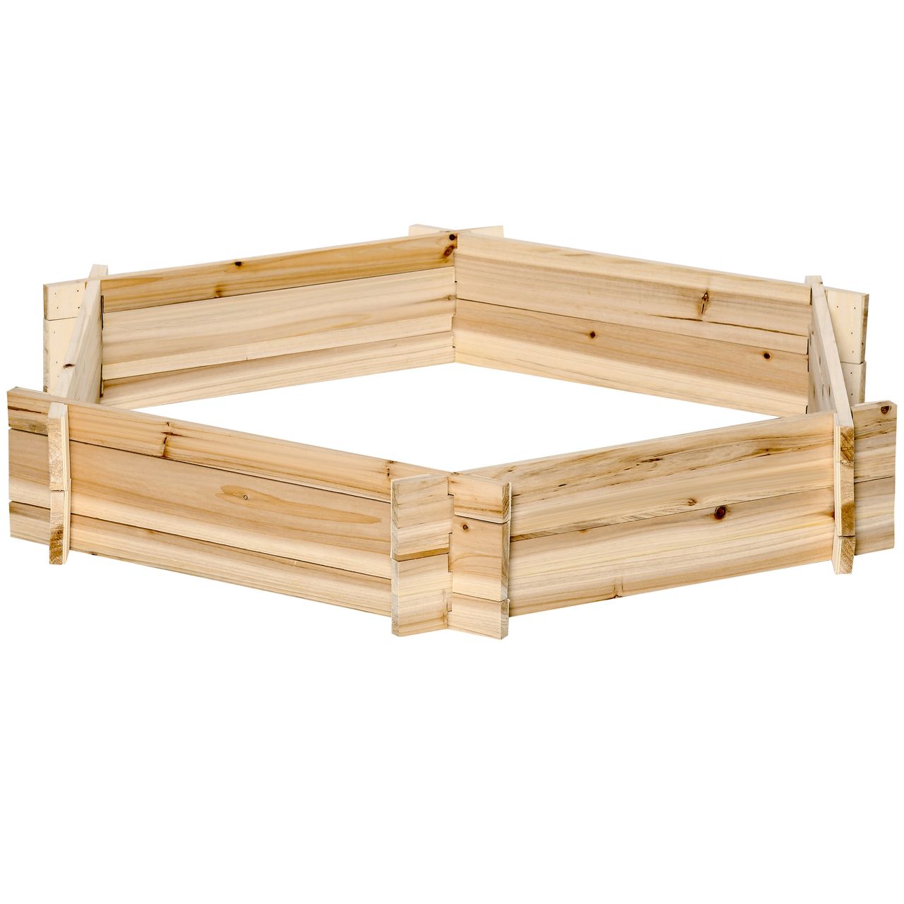 Outsunny Hochbeet sechseckig DIY Pflanzkübel Pflanzkasten aus Holz Natur