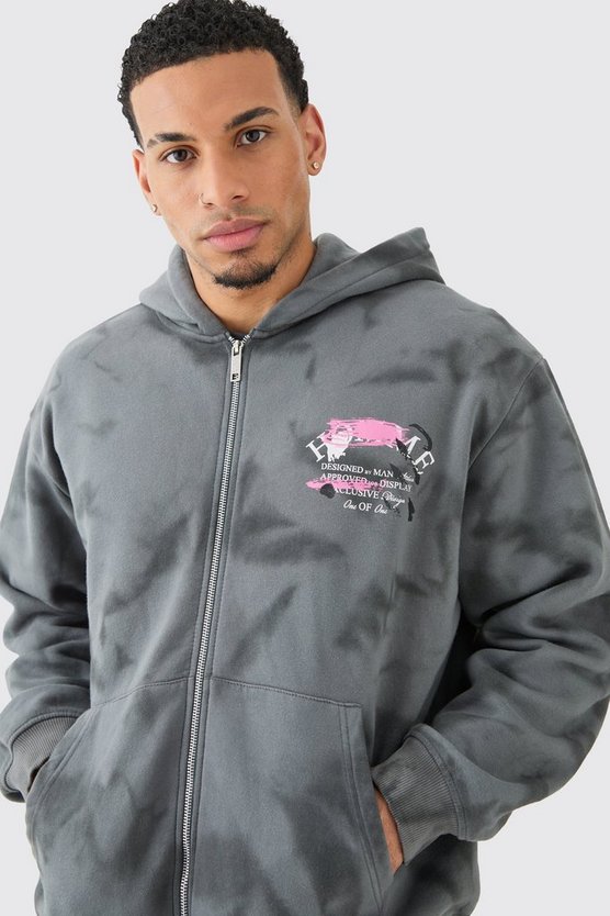 Oversize Trainingsanzug mit Homme Farbspritzern und Reißverschluss