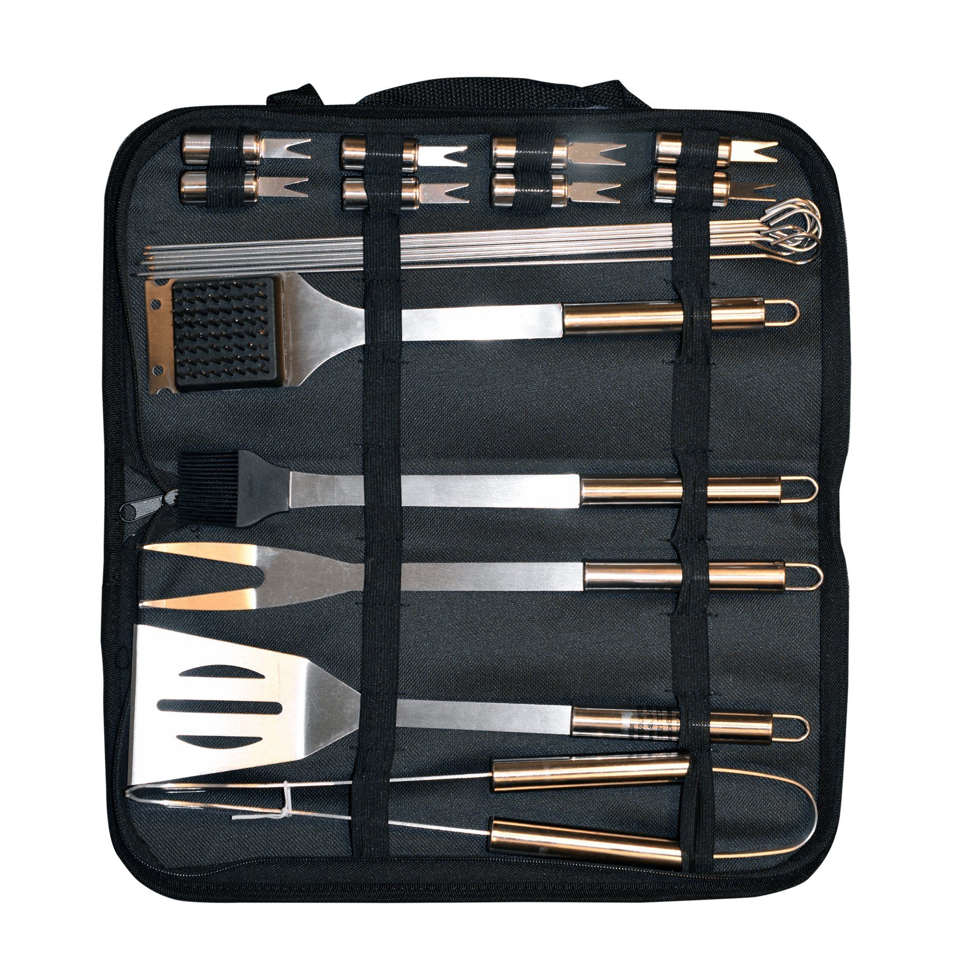 Jo Fire Grillbesteck-Set Jo Fire Grillbesteck mit Tragetasche Edelstahl Grillzubehör Grillzange, (20 Tlg)