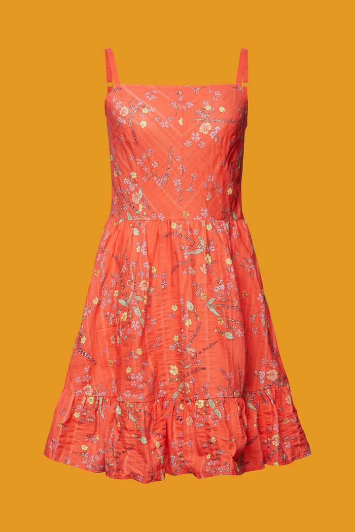 Knielanges Baumwollkleid mit floralem Print