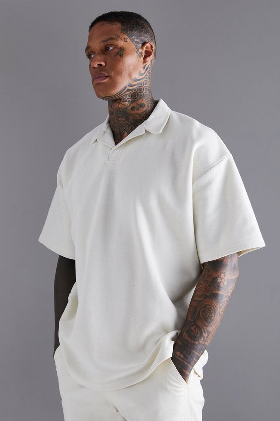 Oversize Twill Jersey-Poloshirt