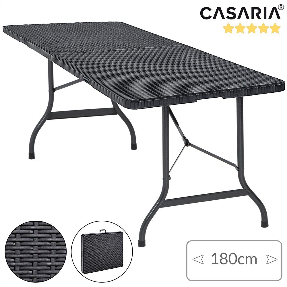 Casaria Klapptisch Malmö (1-St), 180x75 cm Klappbar Rattan Optik Wetterfest Tragegriff Stabil