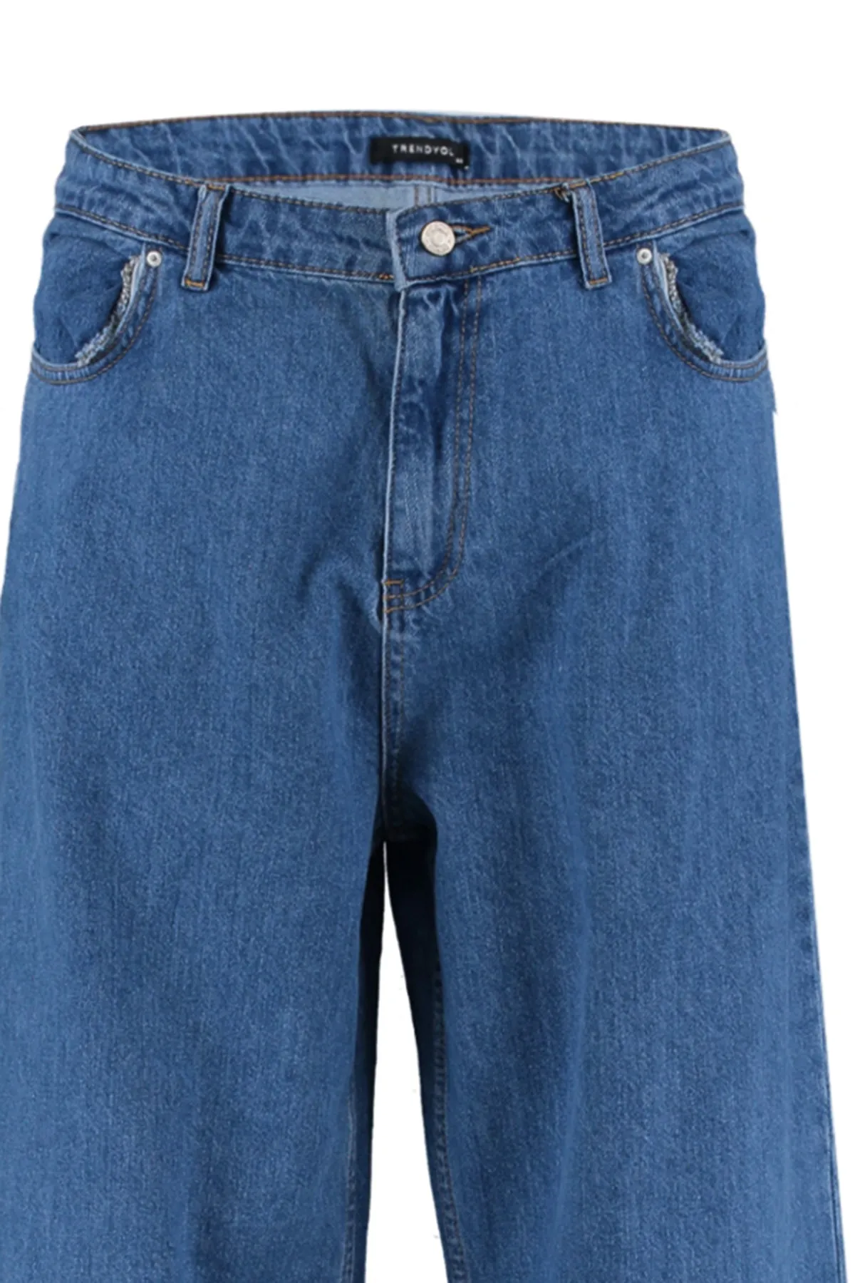 Trendyol Curve  Blaue, weit geschnittene Jeans mit hoher Taille TBBAW23CJ00020