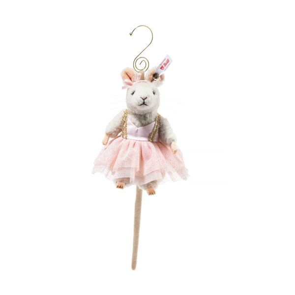 Ballerina Maus Ornament, 11 cm, hellgrau