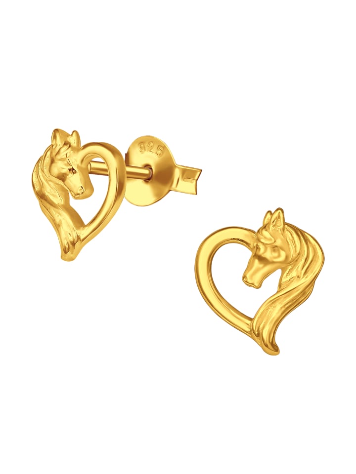 Alexander York Ohrringe, Ohrstecker HERZ PFERD in Gold aus 925 Sterling Silber, 2-tlg. günstig kaufen onesize