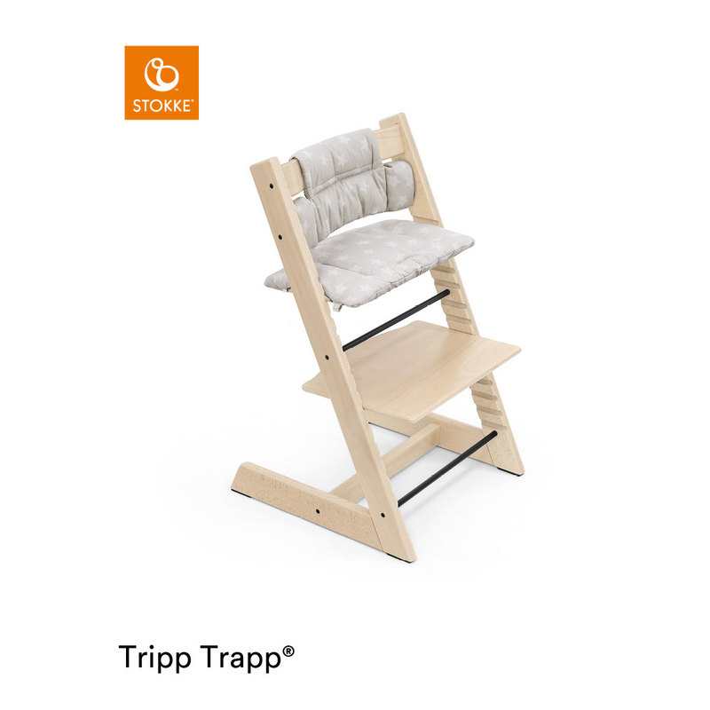 Coussin classic gris étoiles OCS pour chaise haute Tripp Trapp Stokke