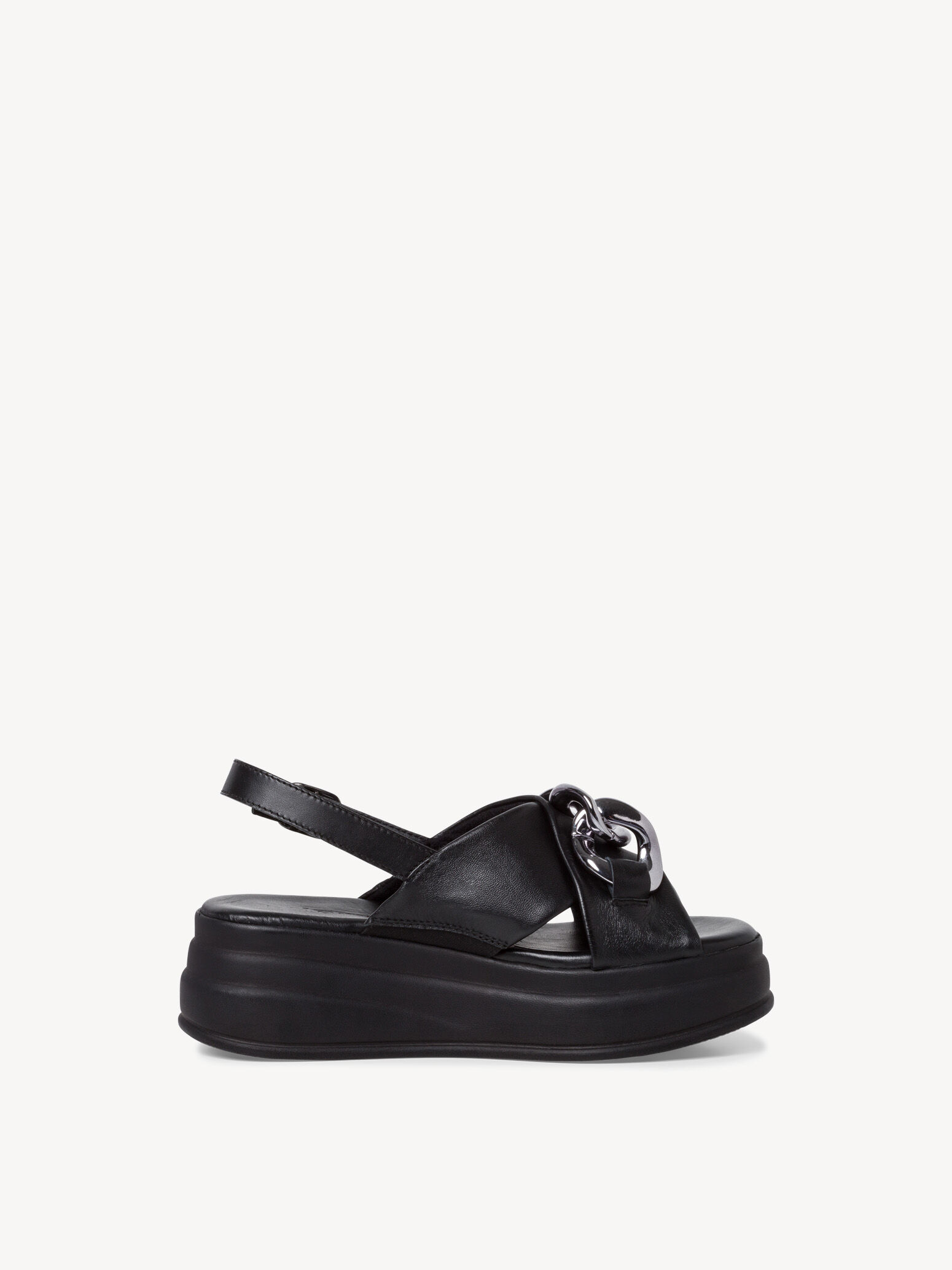 Sandale à talon en cuir - noir
