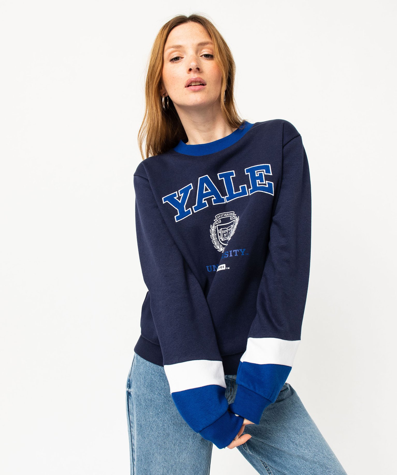 Sweat molletonné avec large inscription femme - Yale bleu | GEMO