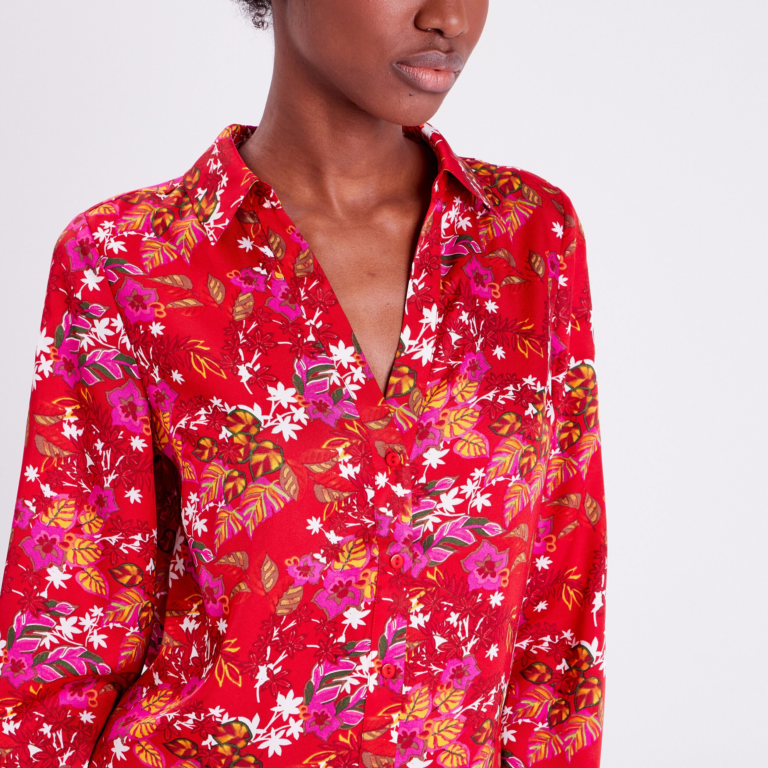 Chemise manches longues rouge femme | Cache Cache