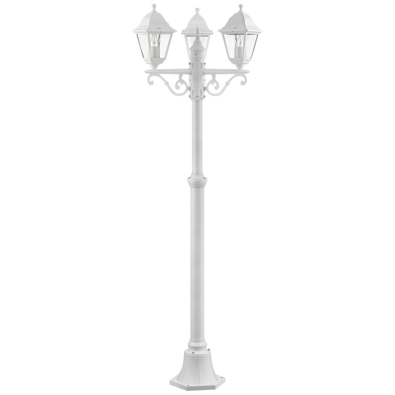 Brilliant Außen-Stehlampe Nissie, Nissie Außenstandleuchte 3flg weiß 3x A60, E27, 60W, geeignet für No