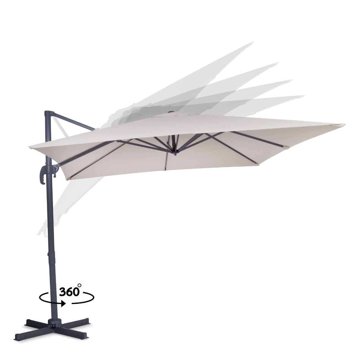 VONROC Pisogne 300x300 cm Premium Freitragender Sonnenschirm