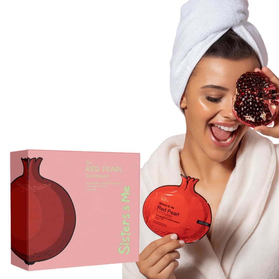 Sisters & Me Gesichtsmaske 5x Sisters & Me Granatapfel Tuchmasken Gesicht, Anti-Aging, 5-tlg.