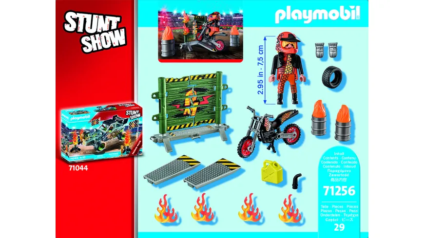 PLAYMOBIL 71256 - Starter Pack Stuntshow Motorrad mit Feuerwand