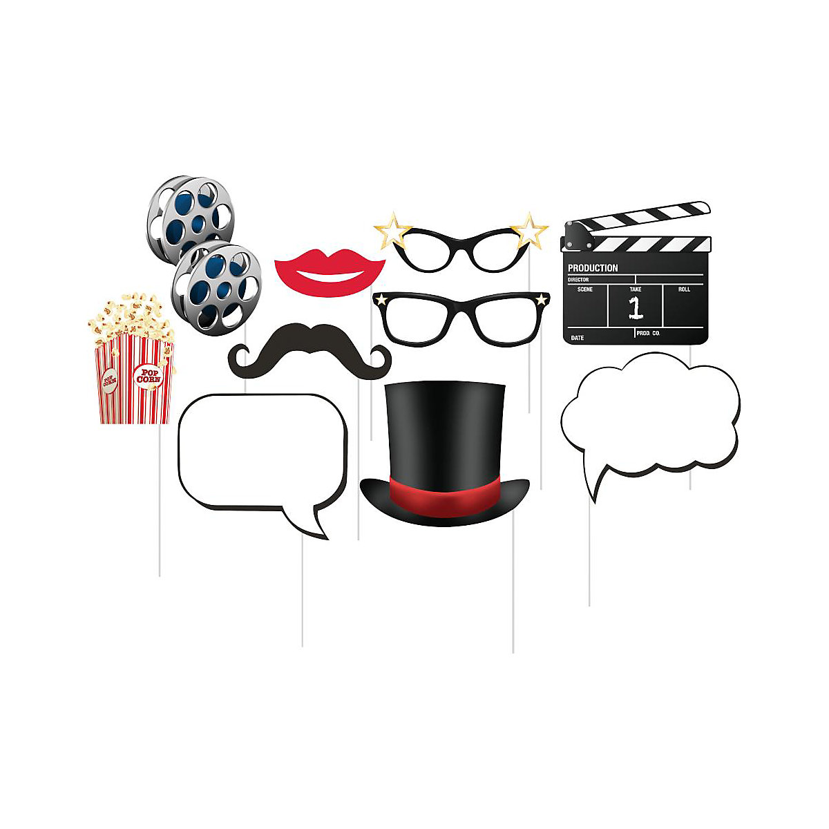 Foto-Requisiten Foto-Booth-Set Hollywood, 10-tlg.