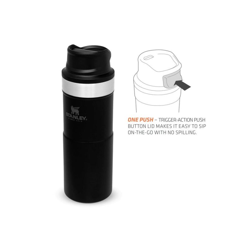 Stanley Thermoflasche, Classic Trigger-Action Travel Mug 12oz \/ 350ml Matte Black Pebble