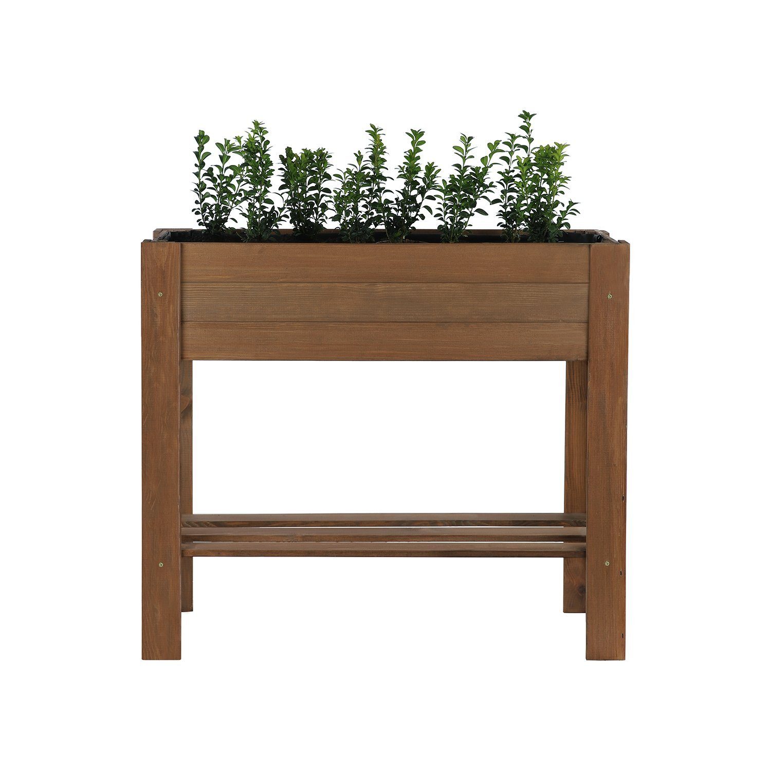 Zestri Hochbeet Kräuterbeet mit Ablage Holz Gemüsebeet Blumenkasten rechteckig Balkon, Kiefernholz, mit Ablage