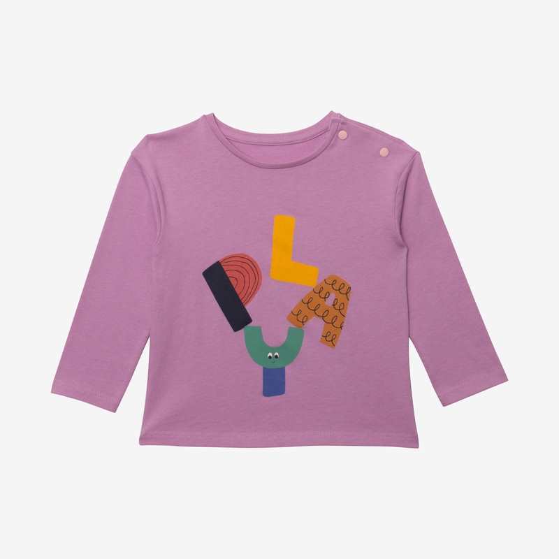 T-shirt bébé fille violet logo en coton biologique Catimini