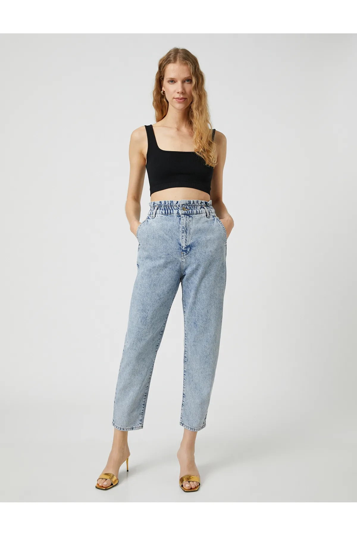 Koton  Jeans mit elastischem Bund und hoher Taille – Baggy-Jeans