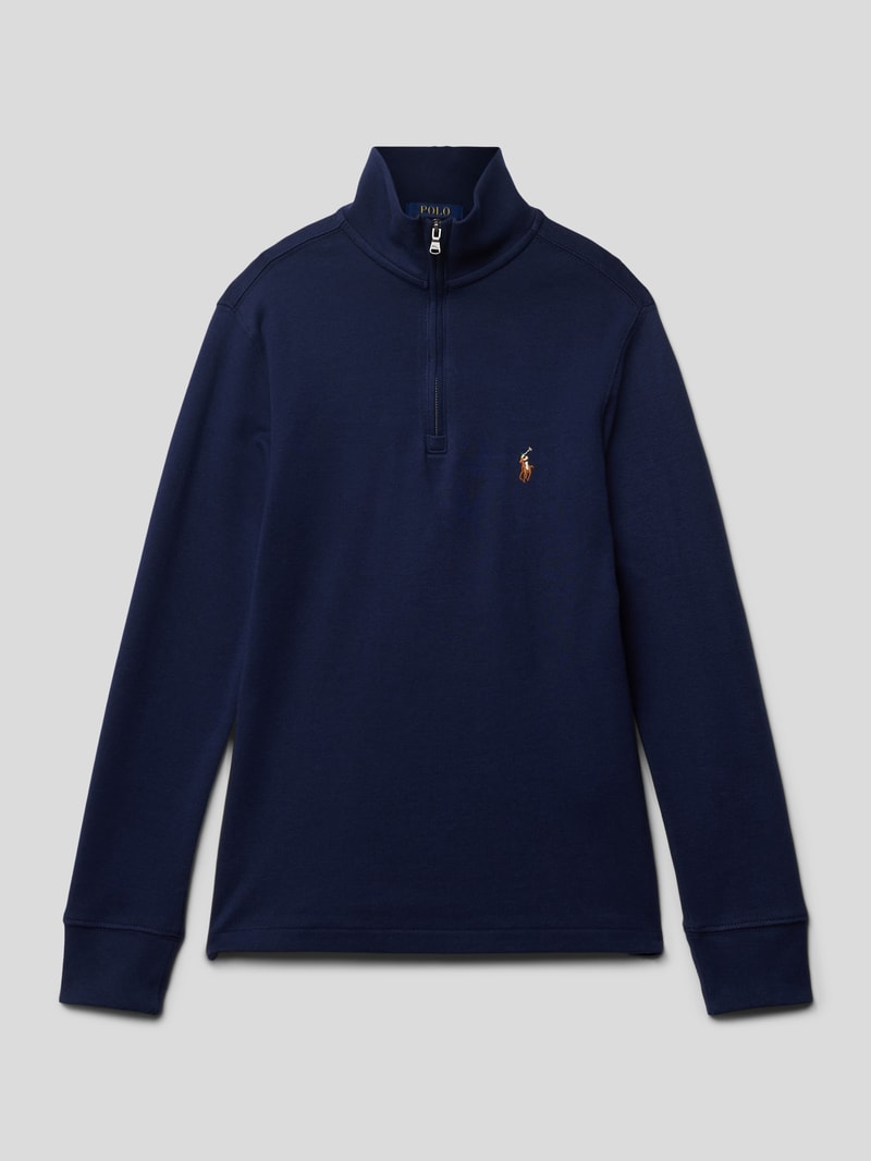 Sweatshirt mit Label-Stitching in marineblau
